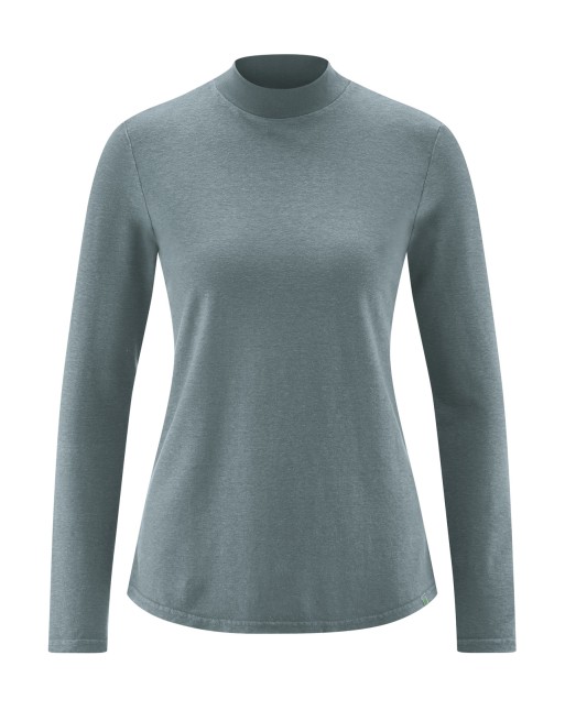 Langarmshirt mit Stehkragen Hanf/Biobaumwolle Damen Normal Fit - titan [f10384c7cd26dee6c1ca3a8993e07b24]
