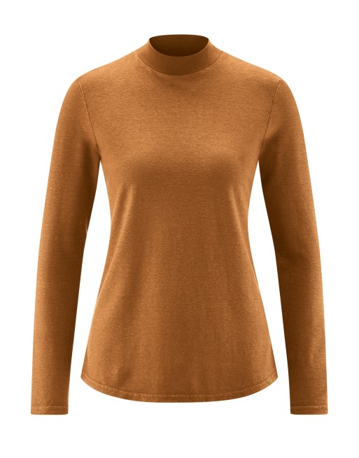 Langarmshirt mit Stehkragen Hanf/Biobaumwolle Damen Normal Fit - almond [faefca4f9d278e066ffbcaaac51c4db9]