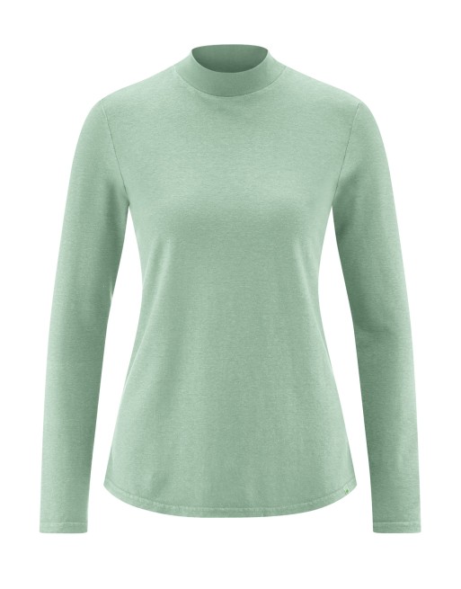 Langarmshirt mit Stehkragen Hanf/Biobaumwolle Damen Normal Fit - menta [e03b3721b3d950399933aea3de444700]