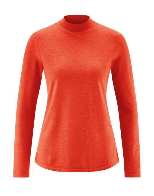 Langarmshirt mit Stehkragen Hanf/Biobaumwolle Damen Normal Fit - brick [1291c40a094e81200b940ea03e7f07d7]