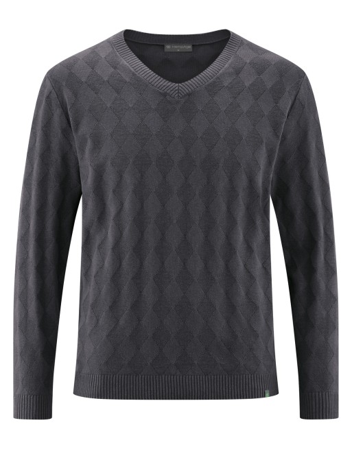 V-Kragen Pullover Hanf/Biobaumwolle Casual Fit - anthrazit [e4a4bd14ec4a6578ed38f320280ed331]