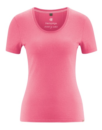 Slim fit Damen T-Shirt Hanf/Biobaumwolle - hibiscus [8f8b025879359263e2151715fab51484]