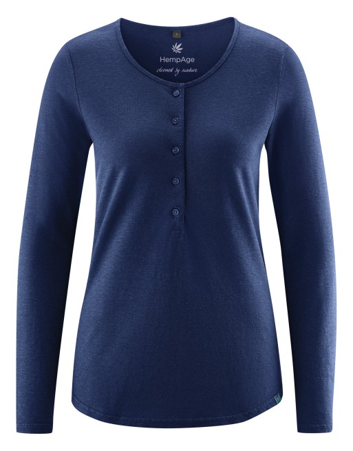 Basic Damen Henley Hanf/Biobaumwolle Normal Fit - night [0dd44a22470fb122da297ae50c154eb6]
