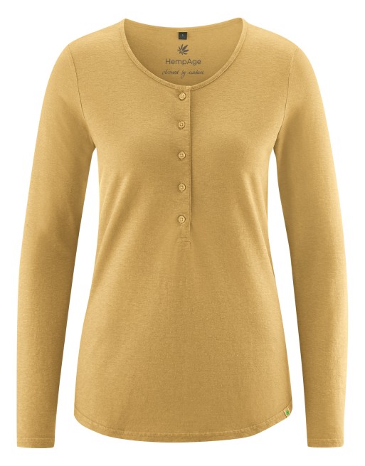 Basic Damen Henley Hanf/Biobaumwolle Normal Fit - dijon [adbfdac01d47ef124f4e0e0d8f06b4ff]