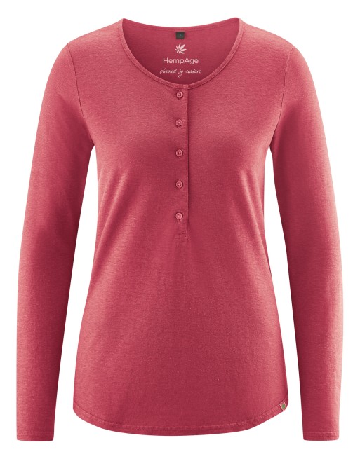 Basic Damen Henley Hanf/Biobaumwolle Normal Fit - barolo [1fcf36a48c004560f52c909c23c26a05]