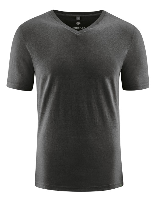 V-Kragen T-Shirt aus Hanf & Bio-Baumwolle – Slim Fit - black [56ae1b254180f956f0f59f2dea807805]