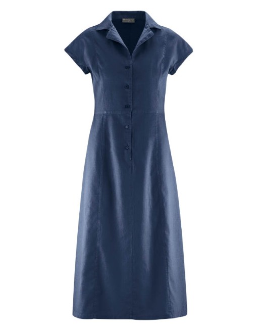 Schlichtes Hemdblusenkleid Hanf/Biobaumwolle Normal Fit - navy [4907cdd558b731a25067950c5a8f3b23]