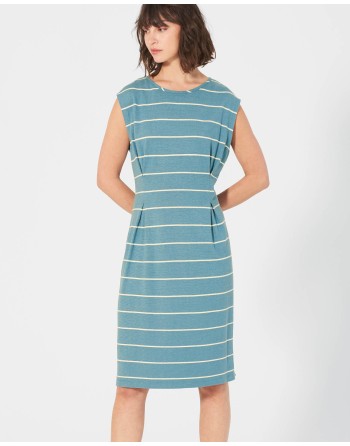 Gestreiftes Kleid aus Hanf/Biobaumwolle - Normal Fit - wave [6db1cae414d64e23b845e5418fc89bbd]
