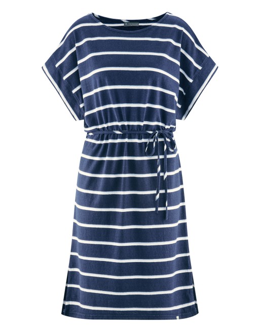 Streifen Kleid aus Hanf/Biobaumwolle - Casual Fit - navy-water-nature [103ee603756f16c201d0143a6849e7c7]