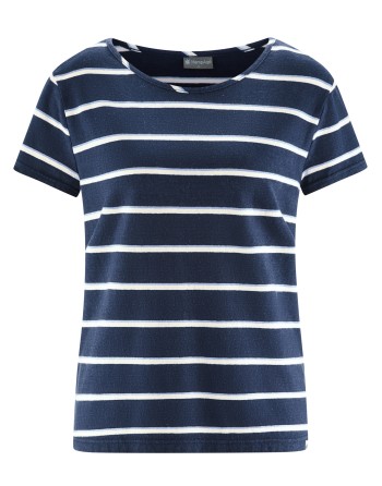 Streifen T-Shirt Hanf/Biobaumwolle Casual Fit - navy-water-nature [ddfedc2407614bc6be36400315ad2f10]