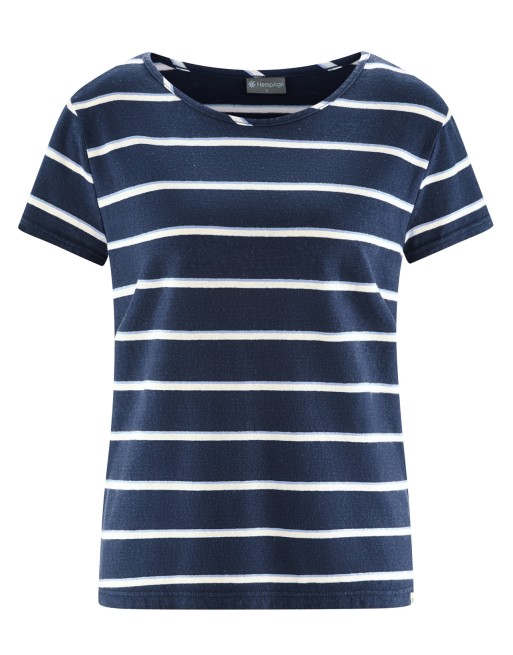 Streifen T-Shirt Hanf/Biobaumwolle Casual Fit - navy-water-nature [ddfedc2407614bc6be36400315ad2f10]