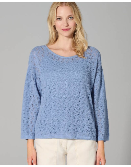 Ajouré Pullover aus Hanf/Bio-Baumwolle Casual Fit - water [89bae47c9cfd562d9035066be317805c]