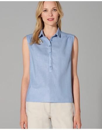 Ärmellose Bluse Hanf/Biobaumwolle - Normal Fit - navy [0dcee686615f31ffb4c1717b1cf4de6f]