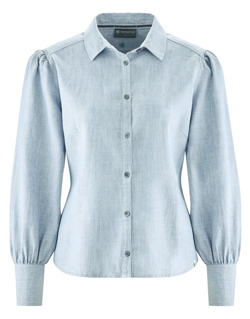 Moderne Manschettenbluse Hanf/Biobaumwolle - Normal Fit - smoke [8556cbcca3a8525d43564636c87c0e27]