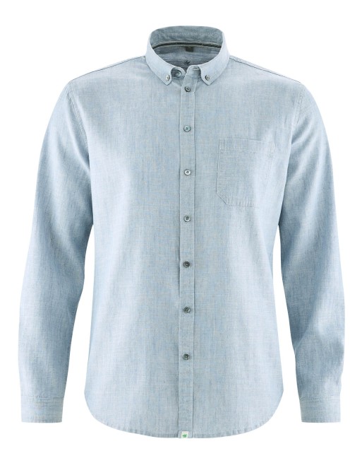 Buttondown Hemd aus Hanf/Biobaumwolle - Normal Fit - smoke [a73808f8f619089c8377f2bd61639203]