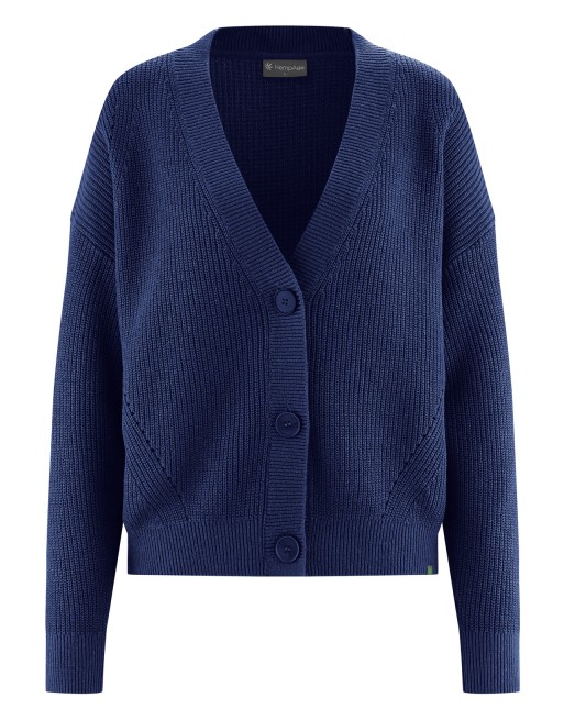 Zeitlose Strickjacke Hanf/Biobaumwolle Casual Fit - night [b9026e76b5ab3e54add78284fbbe32ec]