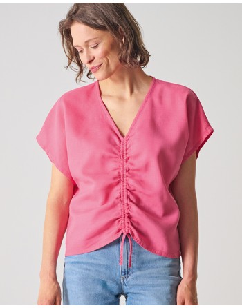 Geraffte Sommerbluse Hanf/Biobaumwolle - Casual Fit - distel [1d387dac368c610f6e2b56dfd74d31cf]