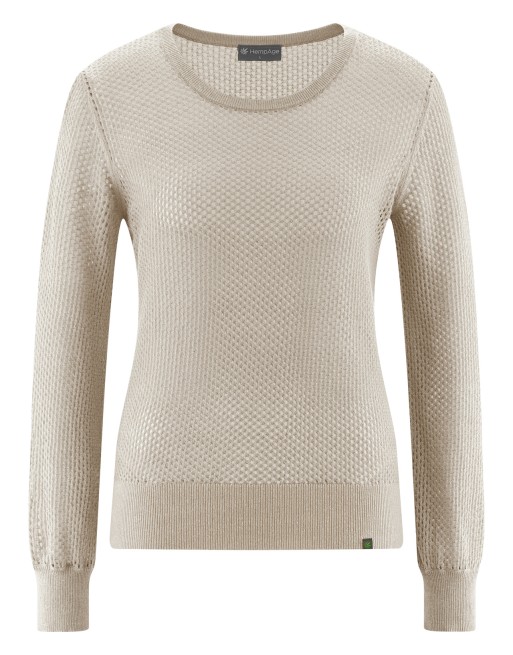 Luftiger Lochstrick Pullover Hanf/Biobaumwolle Slim Fit - distel [3ada04d3f296d416de01e5b139400e87]