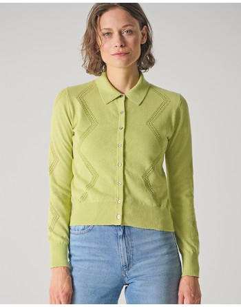 Melierte Strick-Jacke mit Lochstruktur Hanf/Biobaumwolle Slim Fit - distel [c943027c9cec24f1939cd508d3ae8d49]