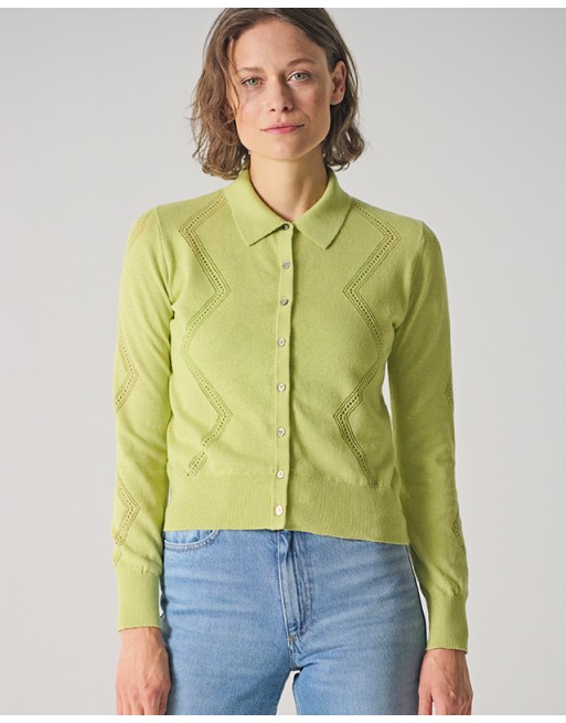 Melierte Strick-Jacke mit Lochstruktur Hanf/Biobaumwolle Slim Fit - distel [c943027c9cec24f1939cd508d3ae8d49]