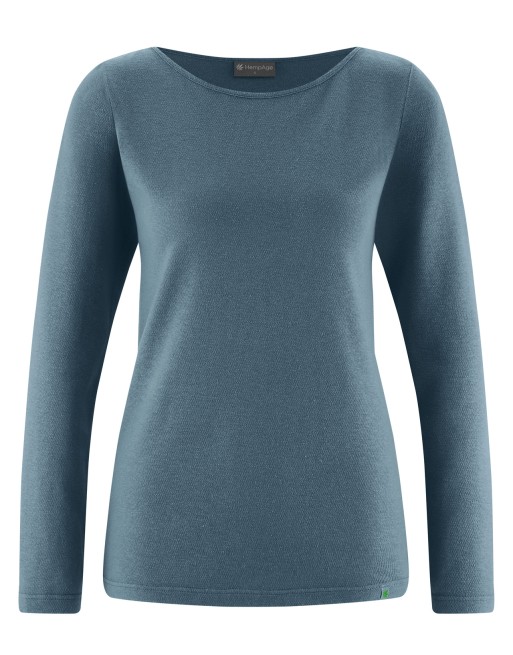 Langarmshirt mit U-Boot Ausschnitt Hanf/Biobaumwolle Damen Normal Fit - dove [7bf17243ed1d4bccf0380dc196c37b8a]