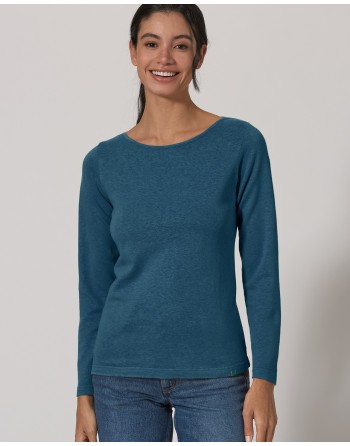 Langarmshirt mit U-Boot Ausschnitt Hanf/Biobaumwolle Damen Normal Fit - dove [b57ecb371877fb3072a096b82c8d89d5]