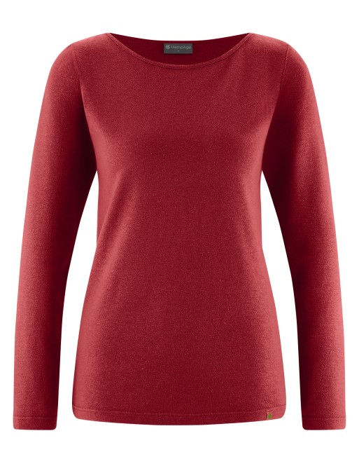 Langarmshirt mit U-Boot Ausschnitt Hanf/Biobaumwolle Damen Normal Fit - ruby [ac8c78853050063d966ba83c29662e63]