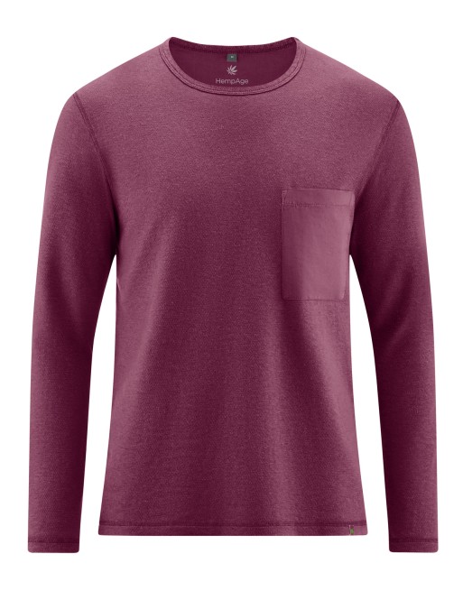 Langarmshirt mit Brusttasche aus Hanf/Biobaumwolle - Normal Fit - wine [0ceb91cabbee0a2043790b6f03c2ee61]