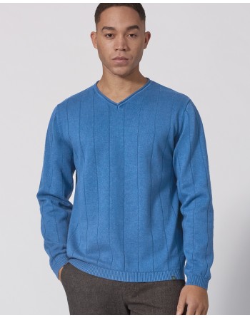 Gestreifter Strickpullover aus Hanf/Biobaumwolle - Normal Fit - wine [339ccc988844dcfa3f13650ba7fda101]