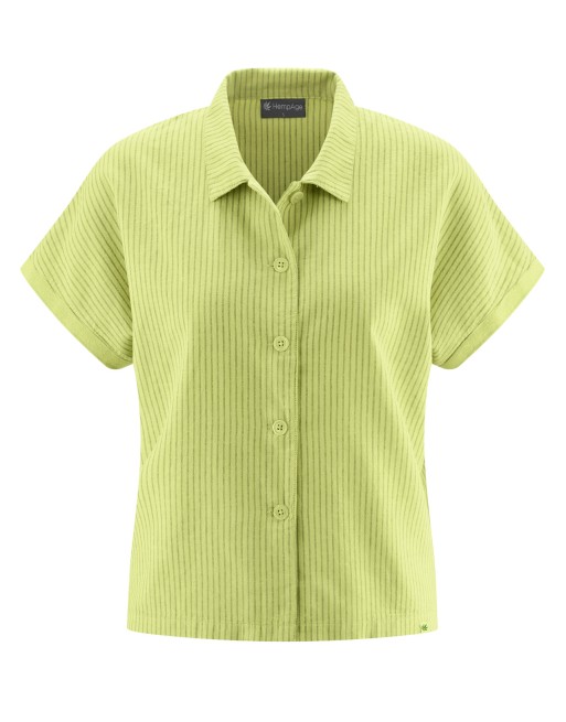 Damen Bluse mit Streifen Hanf/Biobaumwolle Normal Fit - bamboo [14bd70ae083d67a53b816e6e9f3b7b28]