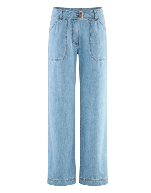 Damenjeans mit geradem Bein aus Hanf & Bio-Baumwolle - aqua [0549932bfe88e897d7ec6d24e515010b]