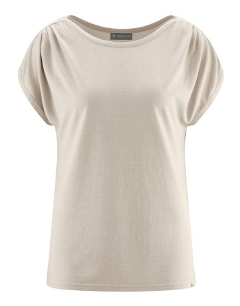 T-shirt mit U-Boot Ausschnitt Hanf/Biobaumwolle Normal Fit - distel [e485af3a1516628ad73fdf9a998c2fd3]