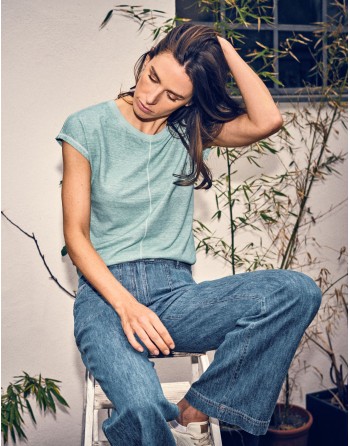 T-shirt mit Ziernähten Hanf/Biobaumwolle Normal Fit - bamboo [0db26b558c8a9eb48f8bae796e2214b3]