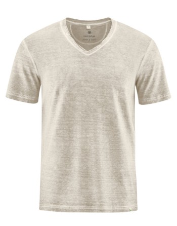 T-Shirt mit eingerolltem V-Kragen - distel [c7449be1a323fac78a51d0141f0e41d4]