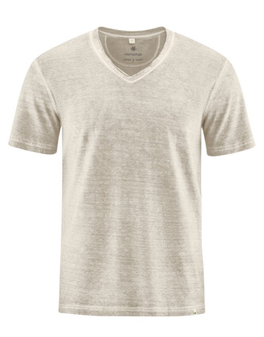 T-Shirt mit eingerolltem V-Kragen - distel [c7449be1a323fac78a51d0141f0e41d4]