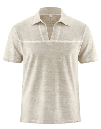 Herren T-Shirt mit Kragen und V-Ausschnitt aus Hanf/Biobaumwolle Normal Fit - distel [c47d07efbd83323851c68d4633c0ea72]