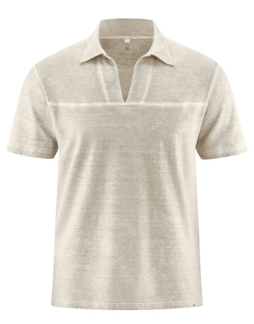 Herren T-Shirt mit Kragen und V-Ausschnitt aus Hanf/Biobaumwolle Normal Fit - distel [c47d07efbd83323851c68d4633c0ea72]