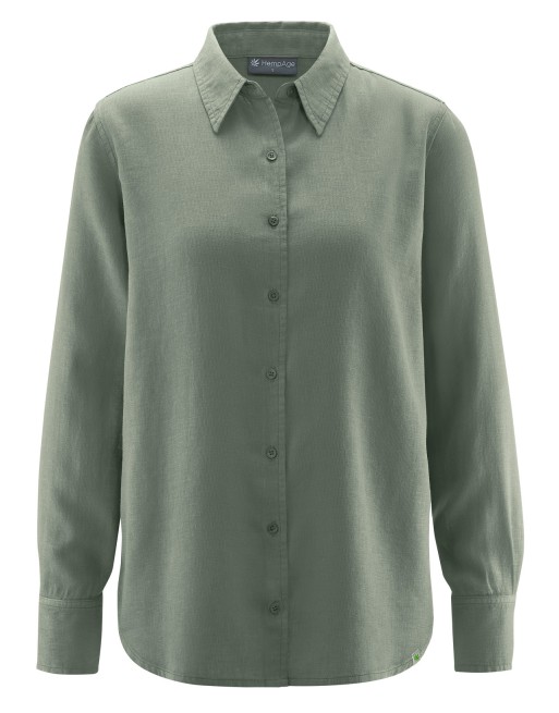 Elegante Bluse Hanf/Biobaumwolle Casual fit - thyme [4486443aa91e05df9b65877fc784e1d1]
