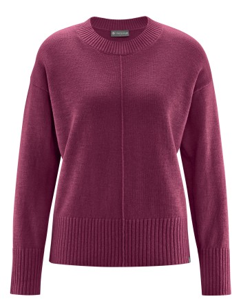 Strick-Rundhalspullover Hanf/Biobaumwolle Damen Normal Fit - wine [bce41399dea43034b36d4b0182ec756b]