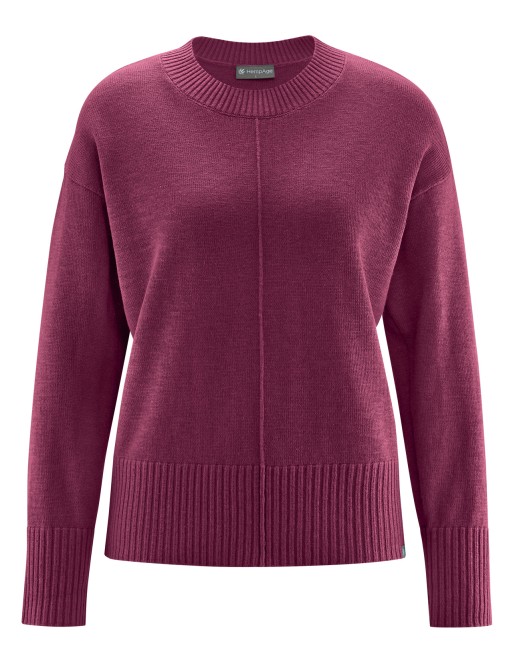 Strick-Rundhalspullover Hanf/Biobaumwolle Damen Normal Fit - wine [bce41399dea43034b36d4b0182ec756b]