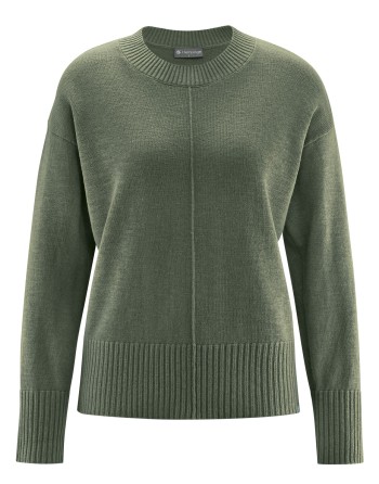 Strick-Rundhalspullover Hanf/Biobaumwolle Damen Normal Fit - moss [a2a27362678b0e92f6f2719478a2cccc]