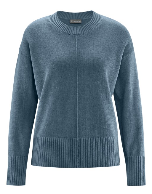 Strick-Rundhalspullover Hanf/Biobaumwolle Damen Normal Fit - dove [bf002ce9470f3768e2abafbd9fe91932]