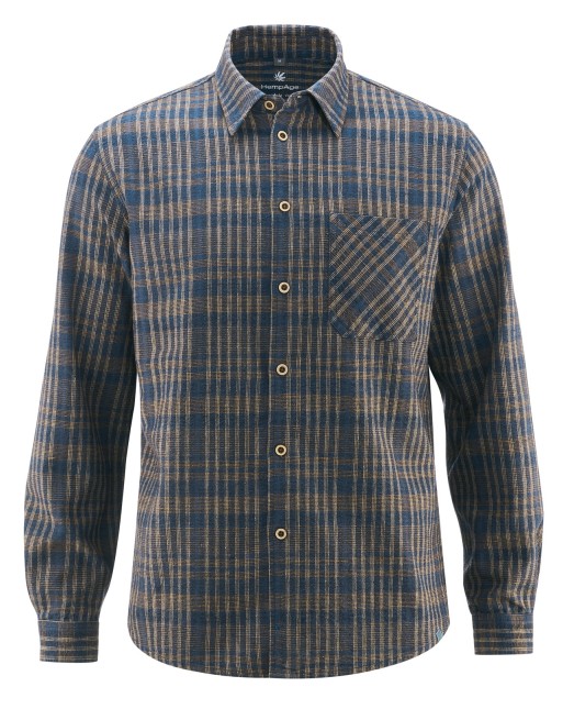 Kariertes Freizeithemd für Herren aus Hanf & Bio-Baumwolle – Casual Fit - navy [1c9bfecdc37d69bc2d7393bcf0fe17b5]