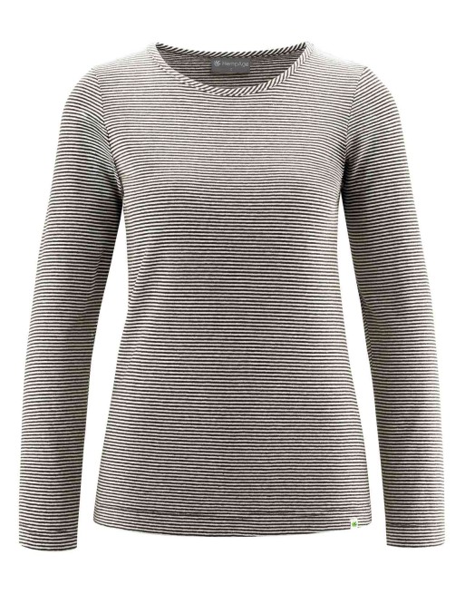 Gestreiftes Damen Langarmshirt aus Hanf/Biobaumwolle Normal Fit - nature [8e8d23f32c0049e50d4000fe0e56bd76]