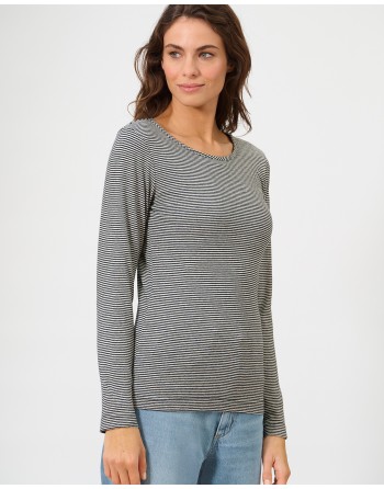 Gestreiftes Damen Langarmshirt aus Hanf/Biobaumwolle Normal Fit - nature [10ed8441124cf00322f72b9edac4d631]