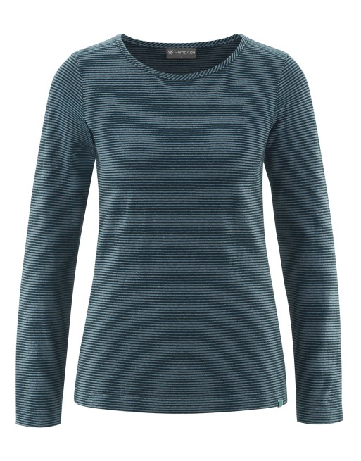 Gestreiftes Damen Langarmshirt aus Hanf/Biobaumwolle Normal Fit - black [aa65f465bdf3ff28a1c06e7facfa7797]