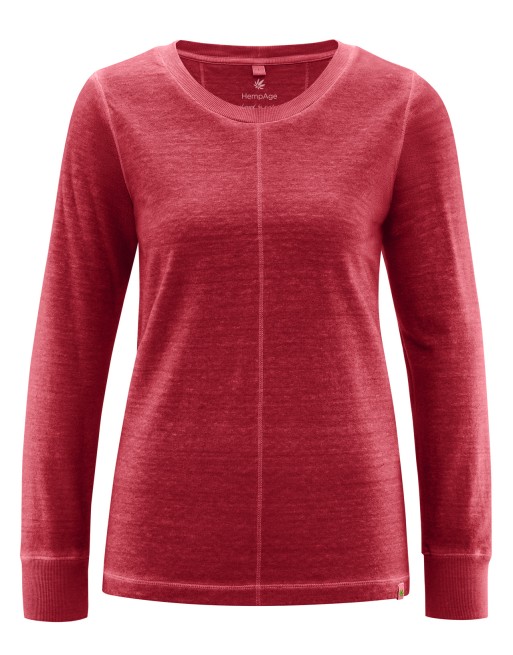 Bequemes Damen Langarmshirt aus Hanf & Bio-Baumwolle – Normal Fit - ruby [1eb95cce2b40ccb6b4b17f16d95e7c9b]