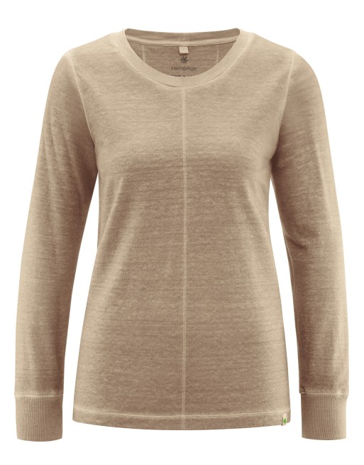 Bequemes Damen Langarmshirt aus Hanf & Bio-Baumwolle – Normal Fit - shitake [56f37bf0a9b32c9c38b02f01f9d815a0]
