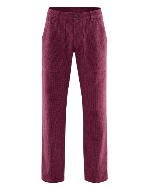 Hose mit Pepita-Muster Herren aus Hanf/Biobaumwolle - wine [310c3f0213a80d067e946d7d2f593551]