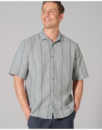 Herren Streifenhemd aus Hanf/Bio-Baumwolle Casual Fit - smoke [aabba3c3ffd95f1925498c7afc9cc144]